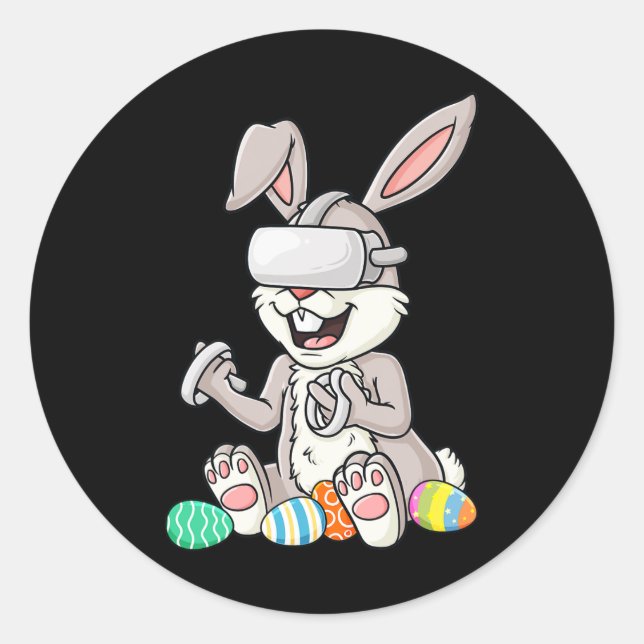 Adesivo Redondo Páscoa Bunny Gamer Ovos Diversos Jogo Toddler Boys (Frente)