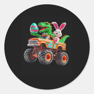 Adesivo Redondo Páscoa Bunny T-rex Monster Truck Dino Engraçado Bo