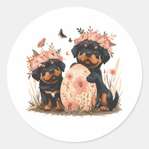 Adesivo Redondo Páscoa Cães Rottweiler