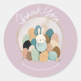 Adesivo Redondo Páscoa Coelhinha Aquarela Obrigado Chá de fraldas