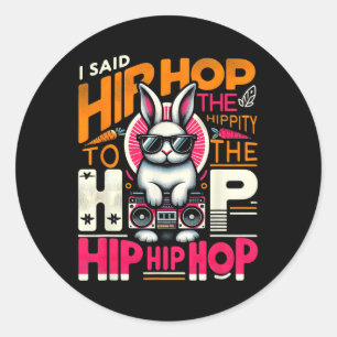 Adesivo Redondo Páscoa Coelhinha Hip Hop Hippity Engraçadas Mulher