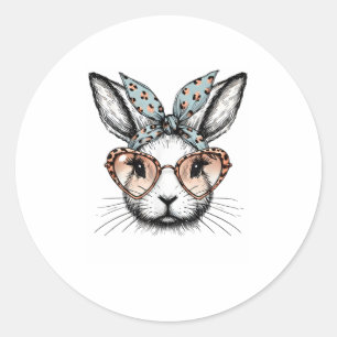 Adesivo Redondo Páscoa Coelhinha Óculos-leopardo Meninas Bonitas