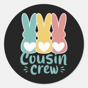 Adesivo Redondo Páscoa Cousin Crew Squad Family Correspondendo Bun