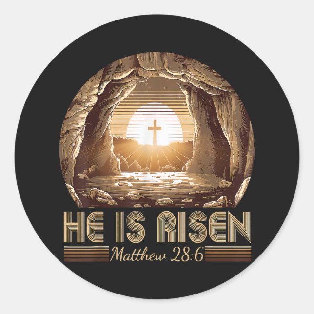 Adesivo Redondo Páscoa Cristã Ele Ressuscitou Jesus  (Frente)