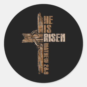 Adesivo Redondo Páscoa Cross Ele Está Riscado Jesus Cristo Feliz E
