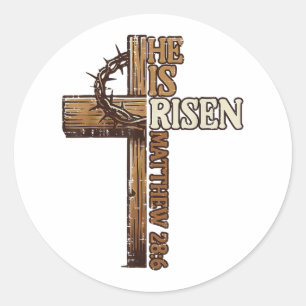 Adesivo Redondo Páscoa Cross Ele Está Riscado Jesus Cristo Homens 