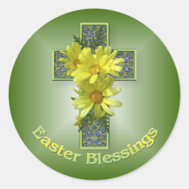 Adesivo Redondo Páscoa Daisies Cross Blessings Stickers