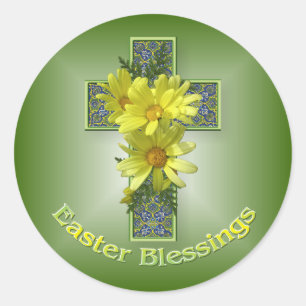 Adesivo Redondo Páscoa Daisies Cross Blessings Stickers