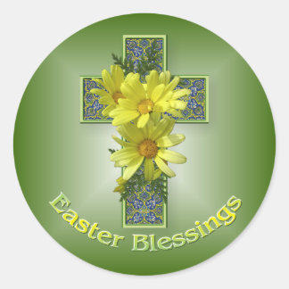 Adesivo Redondo Páscoa Daisies Cross Blessings Stickers