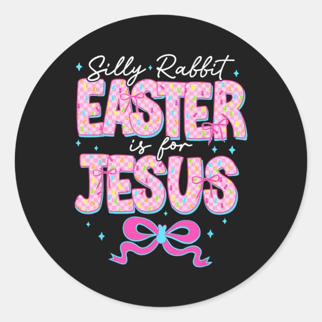 Adesivo Redondo Páscoa De Coelho bobo É Para Jesus Cristo Religios (Frente)