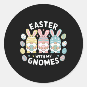 Adesivo Redondo Páscoa Divertida Com Meus Gnomos Feliz Páscoa Gnom