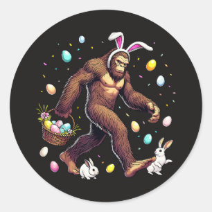 Adesivo Redondo Páscoa do Pé Grande Dia Engraçado Sasquatch
