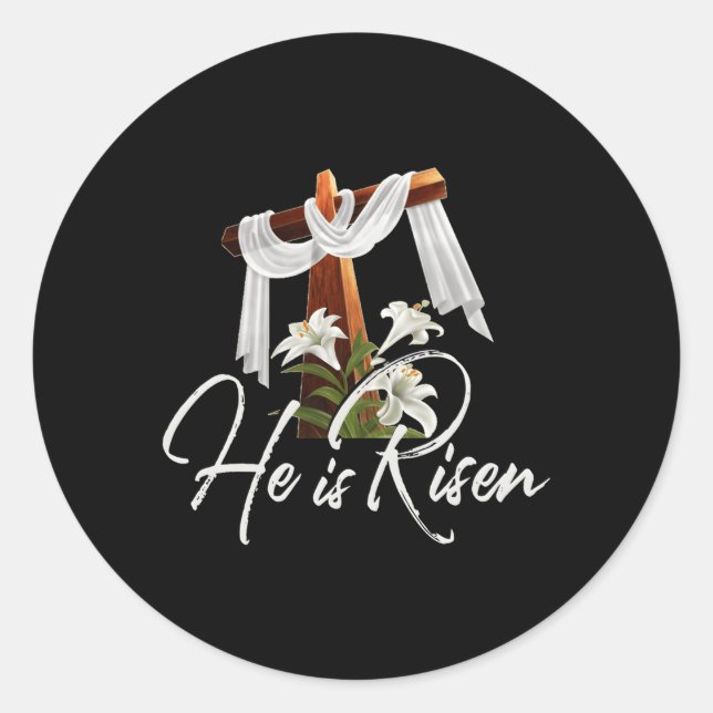 Adesivo Redondo Páscoa Ele Está Riscado Por Cristãos 4 (Frente)