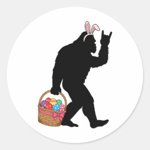 Adesivo Redondo Páscoa Engraçada Ovos Pés-Brisos Costume Bunny Big