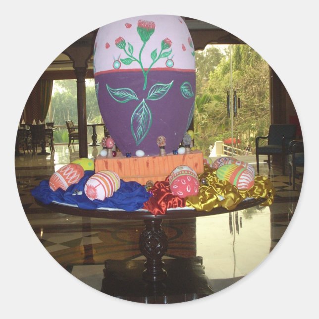 Adesivo Redondo Páscoa Festiva Joyful Springtime Ovos Coloridos (Frente)