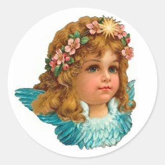 Adesivo Redondo Páscoa Floral Vitoriana Angel Vintage