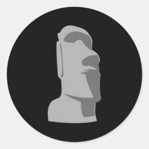 Adesivo Redondo Páscoa Ilha de Moai, Havaiana, Cinza Luau