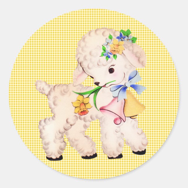 ADESIVO REDONDO PÁSCOA LAMB VINTAGE (Frente)