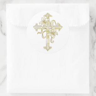 Adesivo Redondo Páscoa Lily Cross