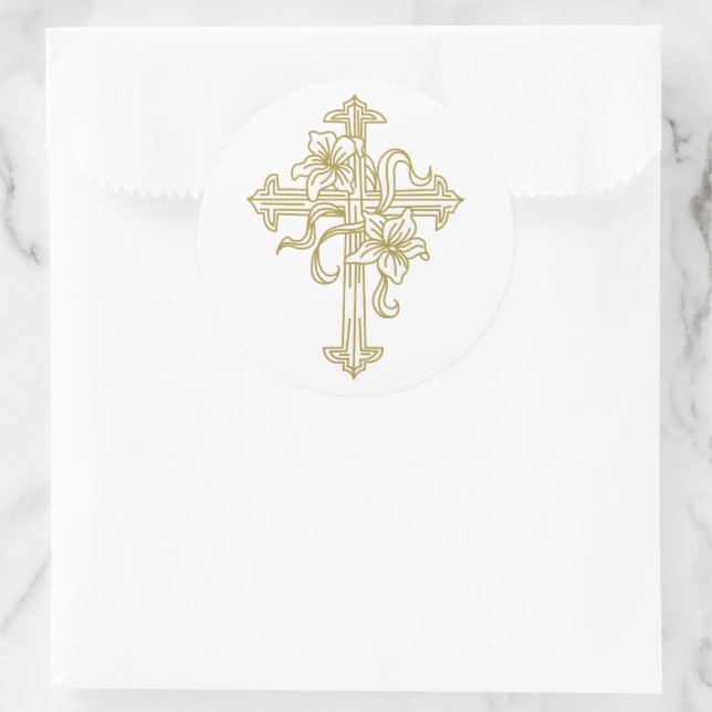 Adesivo Redondo Páscoa Lily Cross (Bolsa)