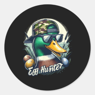 Adesivo Redondo Páscoa Mallard Duck A Caça Está Na Páscoa Camo Duc