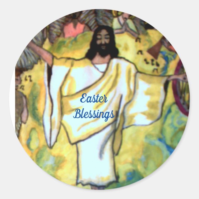 ADESIVO REDONDO PÁSCOA MANHÃ JESUS ROSA (Frente)