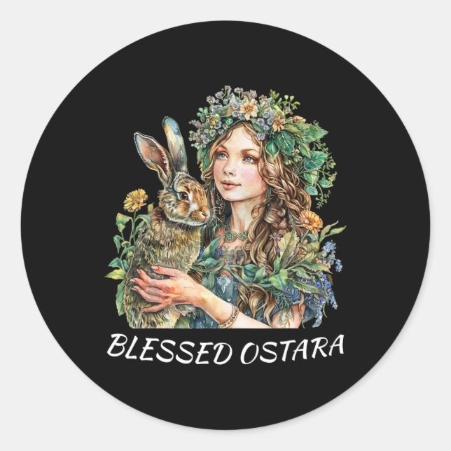 Adesivo Redondo Páscoa Ostara Estres Pagan Ostara Bençings Rabbit (Frente)