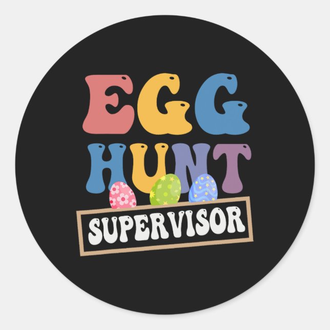 Adesivo Redondo Páscoa Ovo Supervisor Engraçado Mãe Pai Mulheres (Frente)