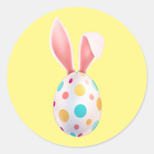 ADESIVO REDONDO " PÁSCOA" OVOS ESPECIFICADOS E OUVIDOS DE BUNNY RO