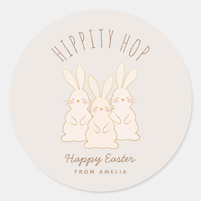 Adesivo Redondo Páscoa Personalizada de Bunnies Delicados (Frente)
