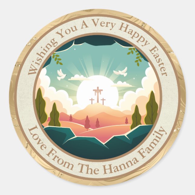 Adesivo Redondo Páscoa personalizada | Escola de Igreja e Domingo (Frente)