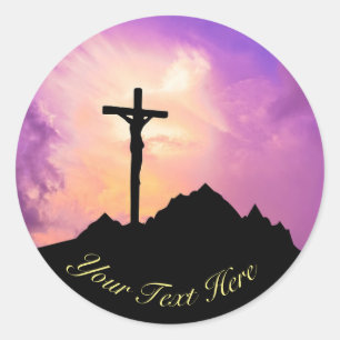 Adesivo Redondo Páscoa Personalizar Jesus na Cruz