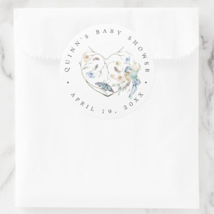 Adesivo Redondo Páscoa Primavera azul   Chá de fraldas Obrigado