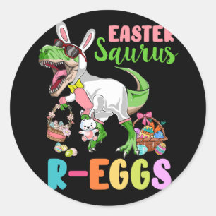 Adesivo Redondo Páscoa Saurus R-ovos Dinossauros Rex Bunny Christi