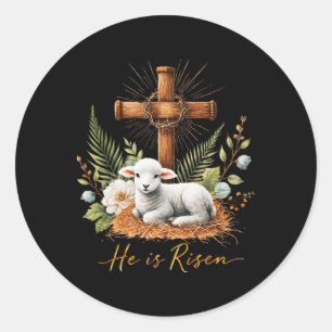 Adesivo Redondo Páscoa Verdadeira Ele É Coroa De Lâmpadas Risen De