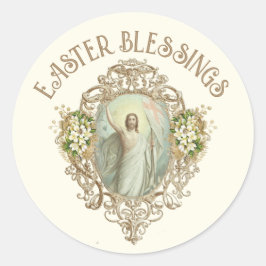 Adesivo Redondo Páscoa Vintage Ressurreição Pascha Religioso