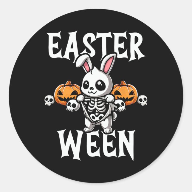 Adesivo Redondo Páscoa Weeleton Bunny Halloween Theme (Frente)