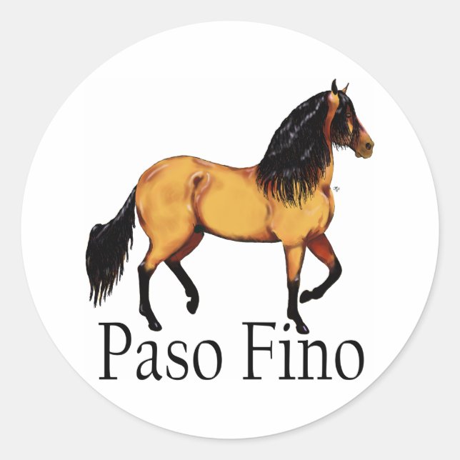 Adesivo Redondo Paso Horse Buckskin Paso Fino (Frente)
