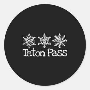 Adesivo Redondo passagem Teton wyoming esquiador esqui esquiando f