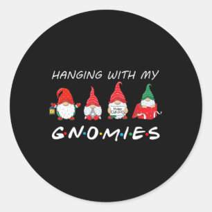 Adesivo Redondo Passando Com Meu Gnomies Divertido Gnomo Natal Ami