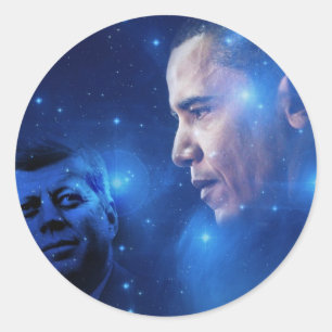 Adesivo Redondo Passando da Tocha, John F. Kennedy Barack Obama