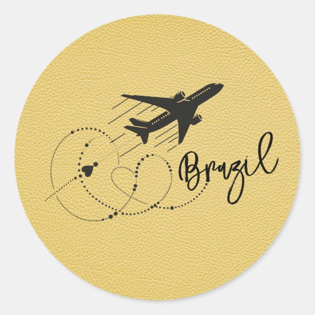 Adesivo Redondo Passaporte Brasil Amarelo (Frente)