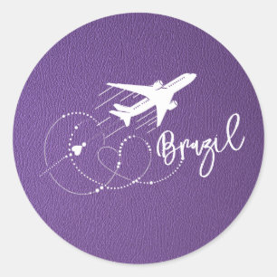 Adesivo Redondo Passaporte Brasil Roxo