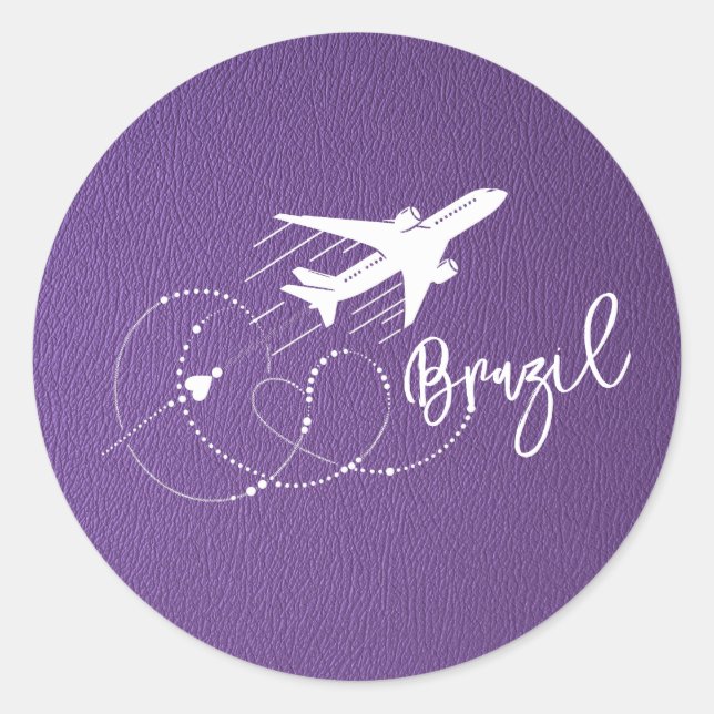 Adesivo Redondo Passaporte Brasil Roxo (Frente)