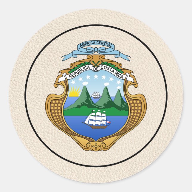 Adesivo Redondo Passaporte Costa Rica para a Costa Rica (Frente)