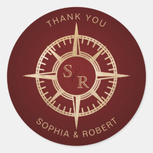 Adesivo Redondo Passaporte de Destino de Casamento Obrigado