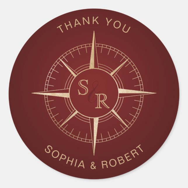 Adesivo Redondo Passaporte de Destino de Casamento Obrigado (Frente)