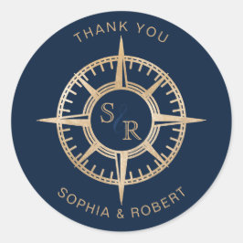 Adesivo Redondo Passaporte de Destino de Casamento Obrigado