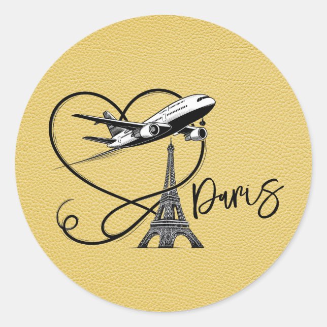 Adesivo Redondo Passaporte de Paris Amarelo (Frente)