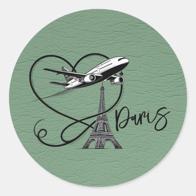 Adesivo Redondo Passaporte de Paris Verde (Frente)